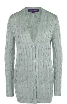 Удлиненный шелковый кардиган фактурной вязки Ralph Lauren