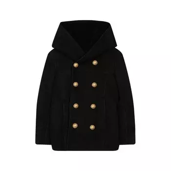 Укороченная дубленка из овчины с капюшоном Balmain