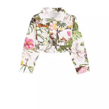 Укороченная куртка из хлопка с принтом Monnalisa