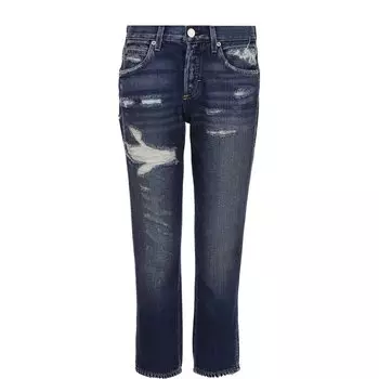 Укороченные джинсы-скинни с потертостями AMO