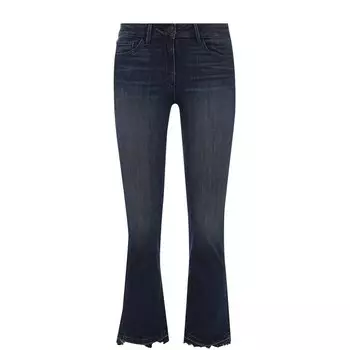 Укороченные расклешенные джинсы с потертостями 3x1