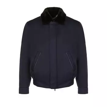 Утепленный бомбер на молнии с меховой отделкой Brioni