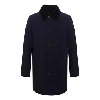 Утепленный плащ с меховой отделкой Kiton
