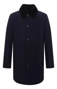 Утепленный плащ с меховой отделкой Kiton