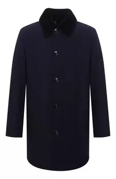 Утепленный плащ с меховой отделкой Kiton