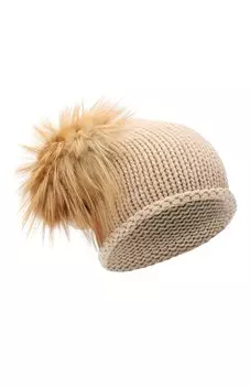 Вязаная шапка из кашемира с меховым помпоном Inverni