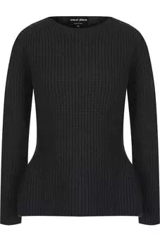 Вязаный шерстяной пуловер с круглым вырезом Giorgio Armani