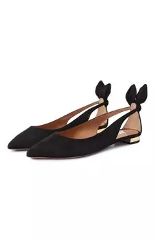 Замшевые балетки Bow Tie Aquazzura