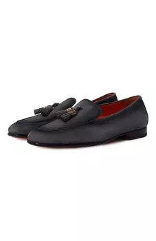 Замшевые лоферы Santoni