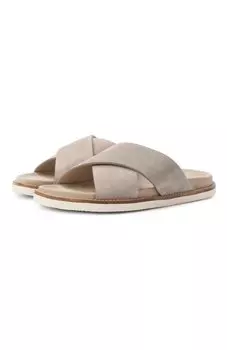 Замшевые шлепанцы Cross-over Brunello Cucinelli