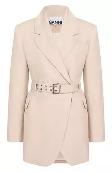 Жакет из хлопка и льна Ganni