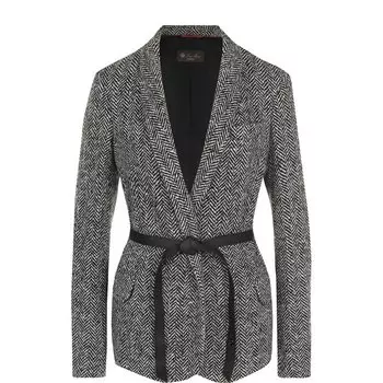 Жакет из смеси кашемира и шерсти с кожаным поясом Loro Piana