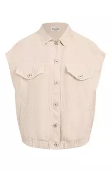 Жилет из хлопка и льна Brunello Cucinelli