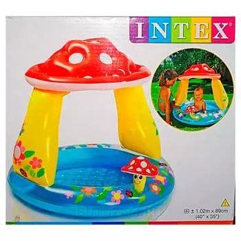 Бассейн детский Intex 102*89см надувной мухомор 57114