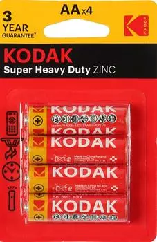 Батарейка kodak аа супер r6-4 bl солевые