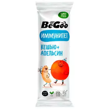 Батончик орехово фруктовый BeGoo 40г кешью апельсин