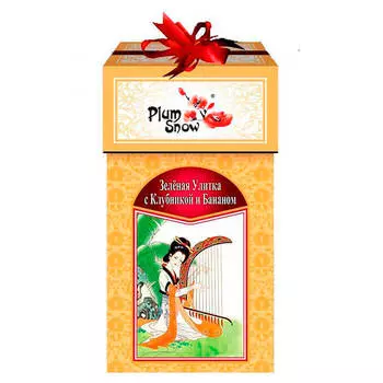 Чай Plum Snow 100г зелёная улитка с клубникой и бананом