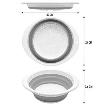 Дуршлаг складной Unigood 30*24*9,5см серый/белый