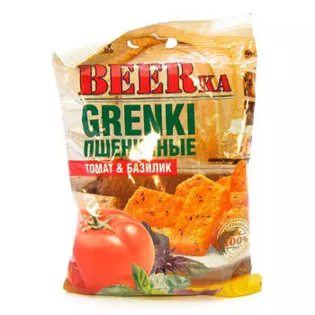 Гренки BEERка 60г томат и базилик с чесночным соусом