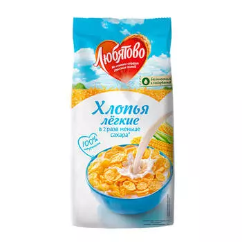 Хлопья Любятово 270г кукурузные легкие