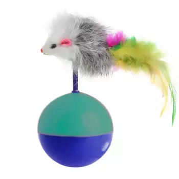 Игрушка для кошек Европа мячик с мышкой 5,5х11см бирюзовый/синий ks3001