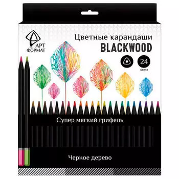 Карандаши 24цв АРТформат BlackWood af03-051-24