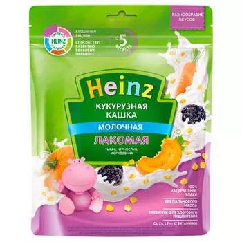 Каша Heinz 170г молочная лакомая кукурузная тыква чернослив морковочка с 5 месяцев