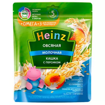 Каша Heinz 200г молочная овсяная с персиком с омега 3 с 5 месяцев