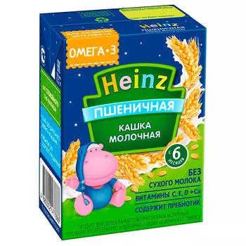 Кашка Heinz 200мл молочная пшеничная с омега 3 с 6 месяцев