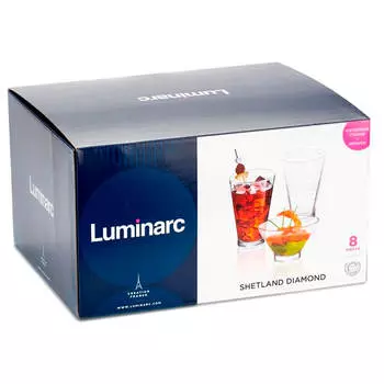 Коктейльный набор 8пр luminarc шетланд даймонд 4 стакана 350мл+4 креманки p7914