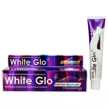 Зубная паста White Glo 100г отбеливающая 2в1 с ополаскивателем