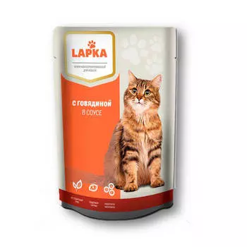Корм для кошек Лапка 85г с говядиной в соусе