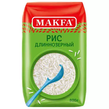 Крупа рис макфа 800г длиннозерный пакет