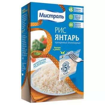 Крупа рис мистраль 5 пак*80 г янтарь к/у