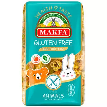 Макароны Makfa 300г безглютеновые фигурки зверят