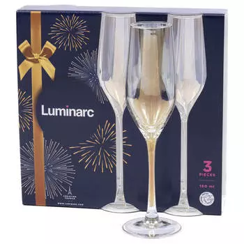 Набор бокалов для шампанского 160мл 3шт Luminarc селест золотистый хамелеон p2475