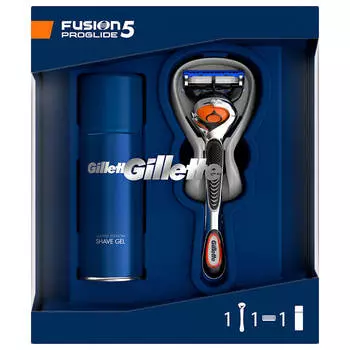 Набор подарочный Gillette Fusion ProGlide станок с 1 кассетой+гель для бритья 75мл