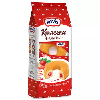 Пирожные бисквитные колечки Kovis 240г клубничный джем ркк