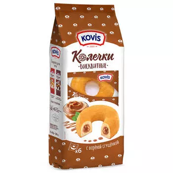 Пирожные бисквитные колечки Kovis 240г крем вареная сгущенка ркк