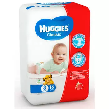 Подгузники Huggies Classic 16шт 4-9кг 3