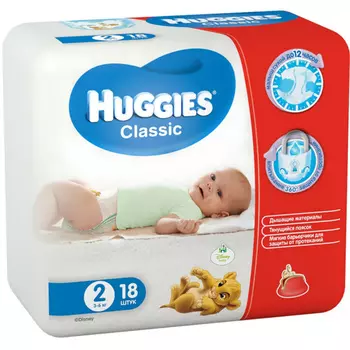 Подгузники Huggies Classic 18шт 3-6кг 2