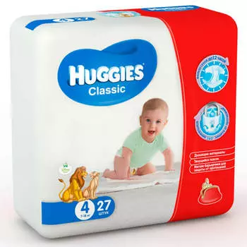 Подгузники Huggies Classic 27шт 7-18кг 4