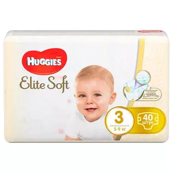 Подгузники Huggies Elite Soft 40шт 5-9кг 3