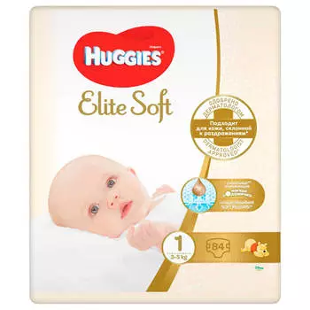 Подгузники Huggies Elite Soft 84шт 3-5кг 1