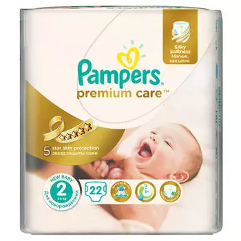 Подгузники Pampers Premium 22шт Mini 3-6кг 2