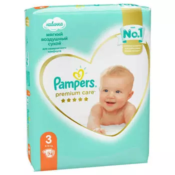 Подгузники Pampers Premium 74шт миди 6-10кг 3