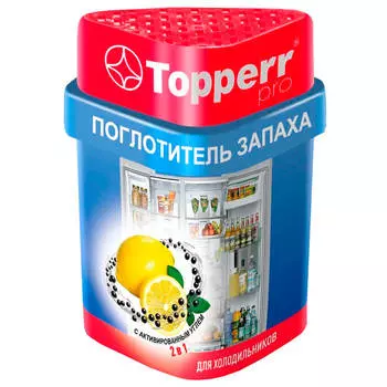 Поглотитель запаха Topperr 180г лимон/уголь для холодильника гелевый