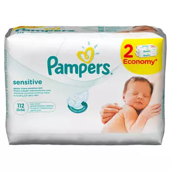 Салфетки Pampers 56штх2 увлажненные детские сенситив сменный блок