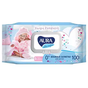 Салфетки влажные Aura 100шт ультра комфорт для детей