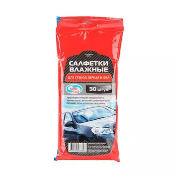 Салфетки влажные Автовираж 30шт для стекол зеркал фар av-018303